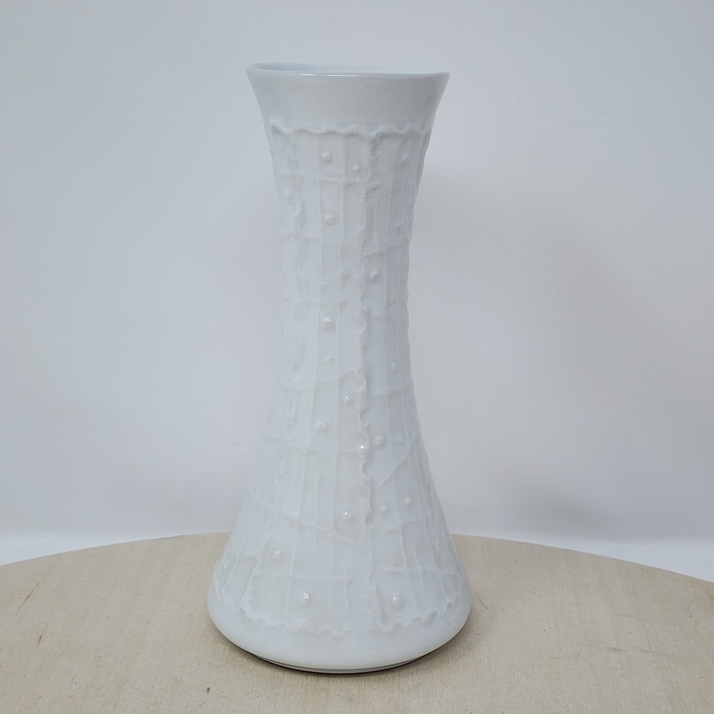 Royal Porzellan KPM Vase 7" Porcelain White Textured MCM West Germany 678/1 - Picture 11 of 13